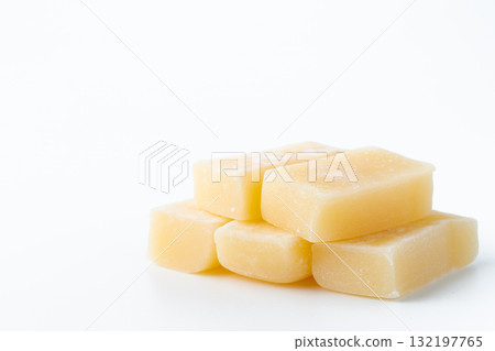 Butter mochi (Akita local sweets) on white background 132197765