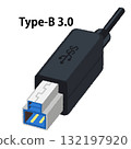 USB 連接線（Type-B 3.0）的插圖 132197920