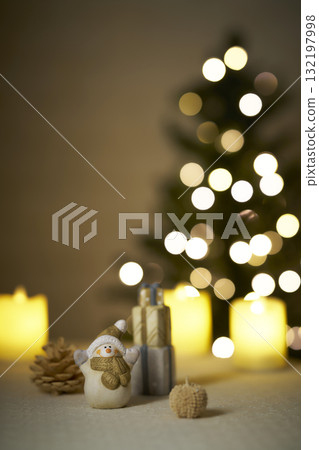 Snowman and Christmas tree Christmas image 132197998