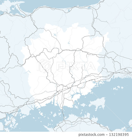 日本岡山縣及其周邊縣的簡易公路地圖 132198395