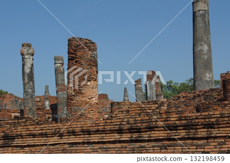 泰國大城府歷史公園帕西善佩寺的風景 泰國大城府歷史公園帕西善佩寺的風景 132198459