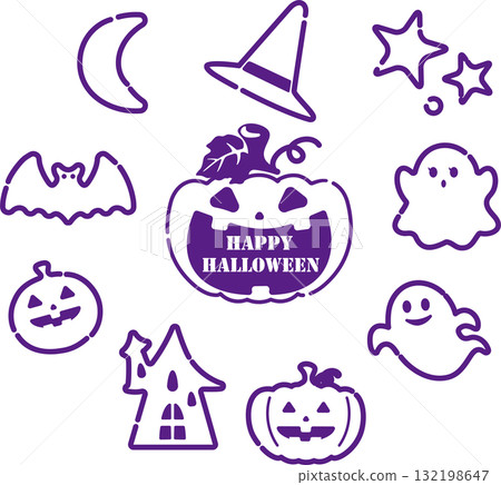 Halloween motif icon set Halloween motif icon set 132198647