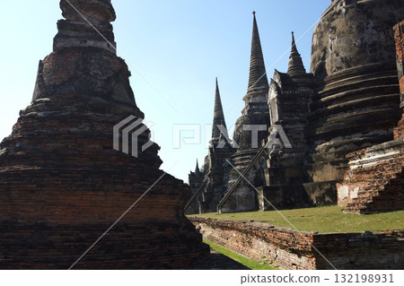 泰國大城府大城府歷史公園的 Wat Phra Si Sanphet 塔 132198931