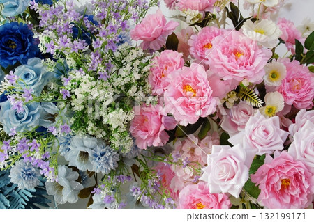 Beautiful Artificial flowers bouquet with space copy background 132199171