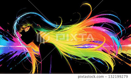 標誌性的、色彩鮮豔的、深色的女性像素藝術 標誌性的、色彩鮮豔的、深色的女性像素藝術 132199279