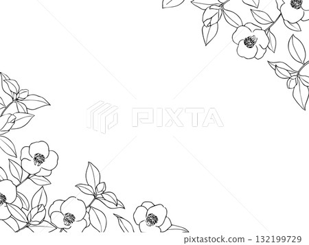 茶花線描框 茶花線描框 132199729