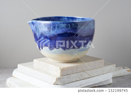 Tea bowl ceramic on gray background. 132199745