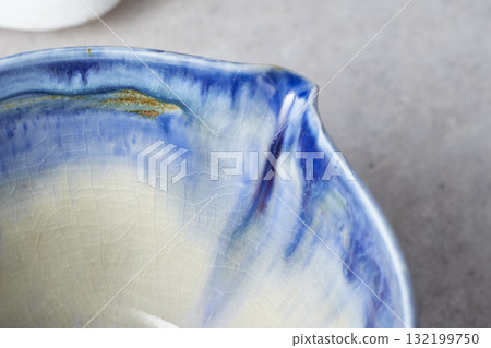 Tea bowl ceramic on gray background. Tea bowl ceramic on gray background. 132199750