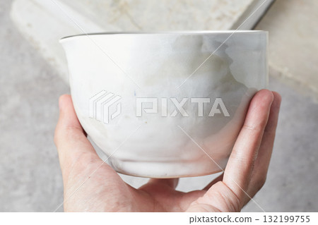 Tea bowl ceramic on gray background. 132199755