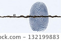 Fingerprint with figures on a broken line, concept of identity and security Fingerprint with figures on a broken line, concept of identity and security 132199883