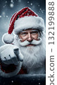 Santa Claus pointing at you with a snowy background Santa Claus pointing at you with a snowy background 132199888