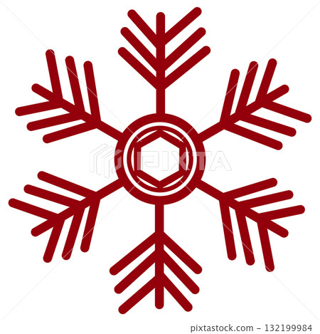 深紅色六角形雪花 深紅色六角形雪花 132199984