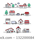 Simple hand-drawn line drawing of a house 132200084