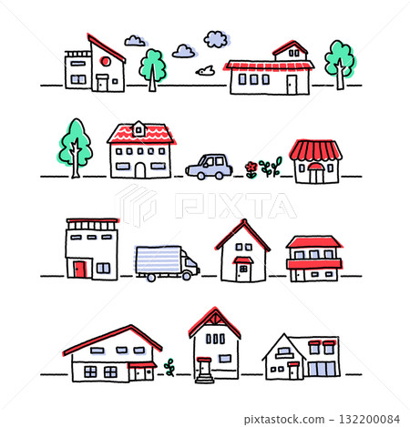 簡單的手繪房子線條畫 132200084