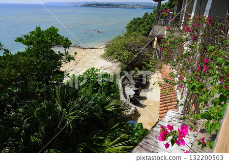 Garden, coast and sea from Hyakunagaran October Okinawa main island 338 View from Hyakunagaran 132200503