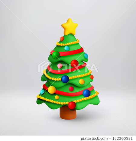 Cute green 3d Christmas tree 132200531