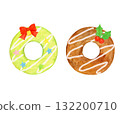 Hand-painted watercolor Christmas wreath-style donuts (matcha and chocolate) 132200710