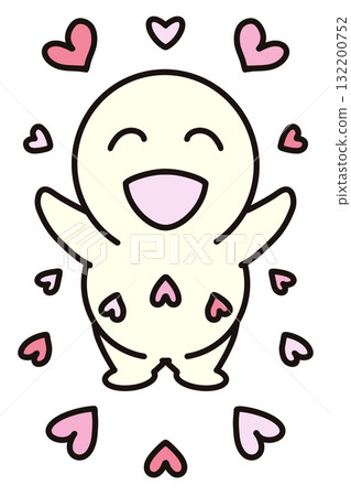 Heart-filled smile joy emotion simple person round face character Heart-filled smile joy emotion simple person round face character 132200752