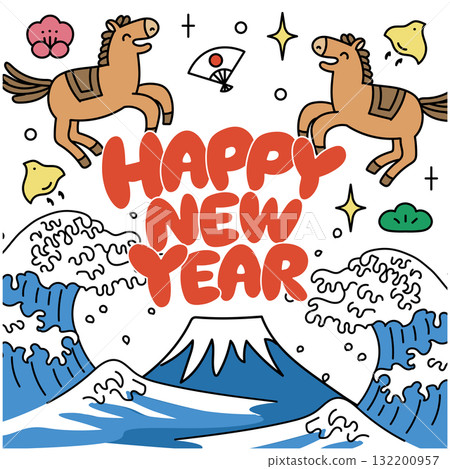 2026 Year of the Horse New Year's card banner 2026 Year of the Horse New Year's card banner 132200957