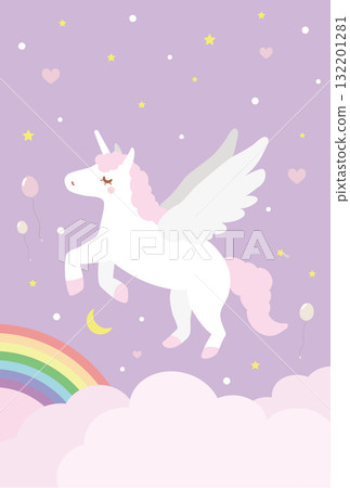 A unicorn flying through the sky of dreams (Year of the Horse New Year's card 2026, no text) A unicorn flying through the sky of dreams (Year of the Horse New Year's card 2026, no text) 132201281