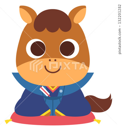 Horse wearing Japanese clothing 132201282