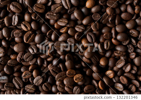 Close up of roasted coffee beans Close up of roasted coffee beans 132201346