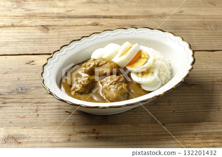 Chicken curry with boiled egg 132201432