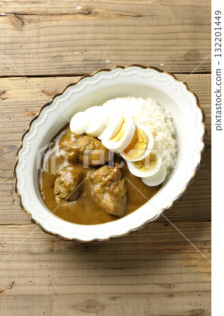 Chicken curry with boiled egg 132201449