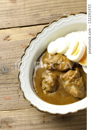 Chicken curry with boiled egg Chicken curry with boiled egg 132201455