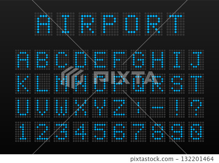 Airport departures board display dot matrix font 132201464