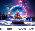 [Christmas material] Christmas tree and winter landscape 132201486