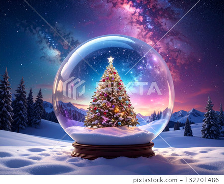 [Christmas material] Christmas tree and winter landscape 132201486