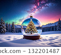 [Christmas material] Christmas tree and winter landscape 132201487