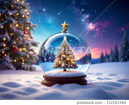 [Christmas material] Christmas tree and winter landscape 132201488