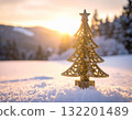 [Christmas material] Christmas tree and winter landscape 132201489
