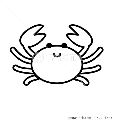 簡單的螃蟹插圖輪廓，可愛，流行，插圖，生物，素材，海洋， 132201573