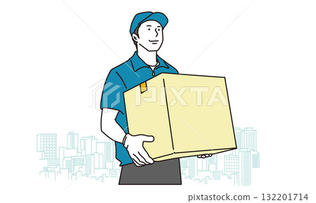 Illustration material of a refreshing delivery staff man Illustration material of a refreshing delivery staff man 132201714