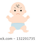 穿著尿布的脾氣暴躁的嬰兒 132201735