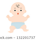 穿著尿布的嬰兒，表情驚訝 132201737