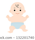 穿著尿布的微笑嬰兒 132201740