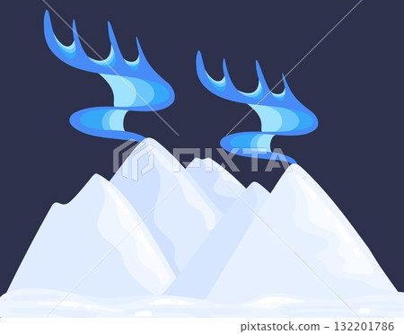 Aurora Borealis Northern Lights over Ice Mountains 132201786