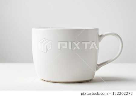 A white mug placed on a white background, a minimalist and clean product image material 132202273