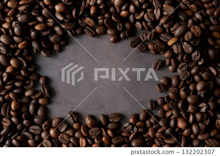 Coffee beans and text space 132202307