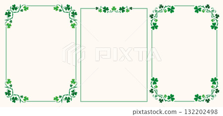 A set of ornamental frames with shamrock leaves 132202498