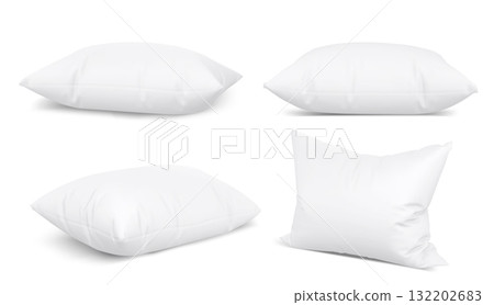 White pillows set isolated on background 132202683