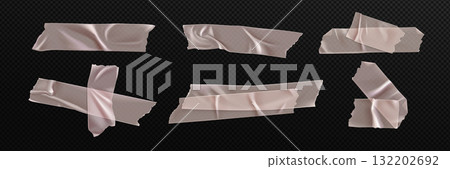 Adhesive tape pieces with sticker folds Adhesive tape pieces with sticker folds 132202692