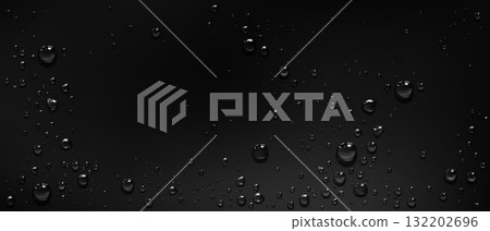 Water drops on smooth black surface Water drops on smooth black surface 132202696