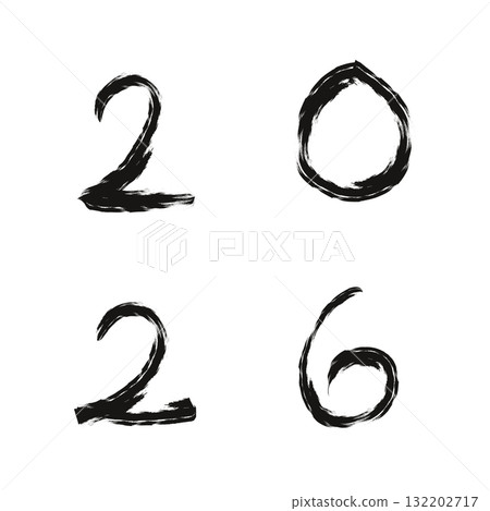 手繪墨水數字 2026 132202717