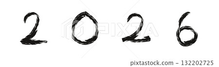 手繪數字 2026 132202725