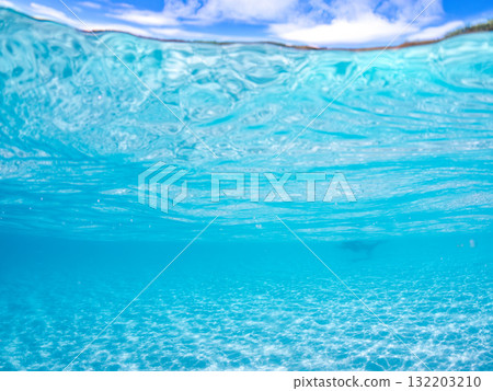 A half-submerged shot of Amuro Island's white sand beach. Zamami Port, Zamami Island, Kerama Islands, Shimajiri District, Okinawa Prefecture - 2025 132203210